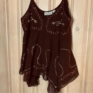 Babydoll NWT 2 layer whimsical sparkle crop hanker chief fairy top y2k xl tank